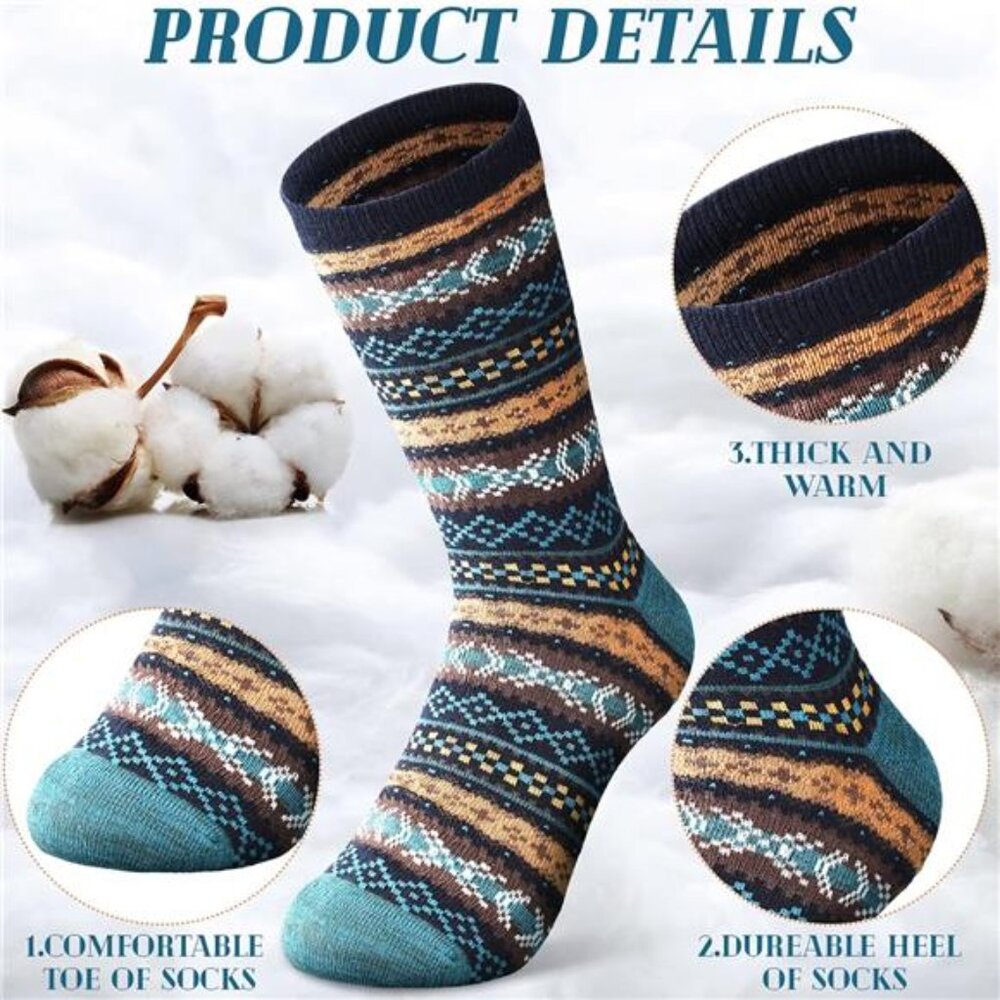 WOOL BLEND Beautiful Boho Bohemian Valentine GIFT IDEA 9 Pairs Women's Socks - Picture 4 of 8